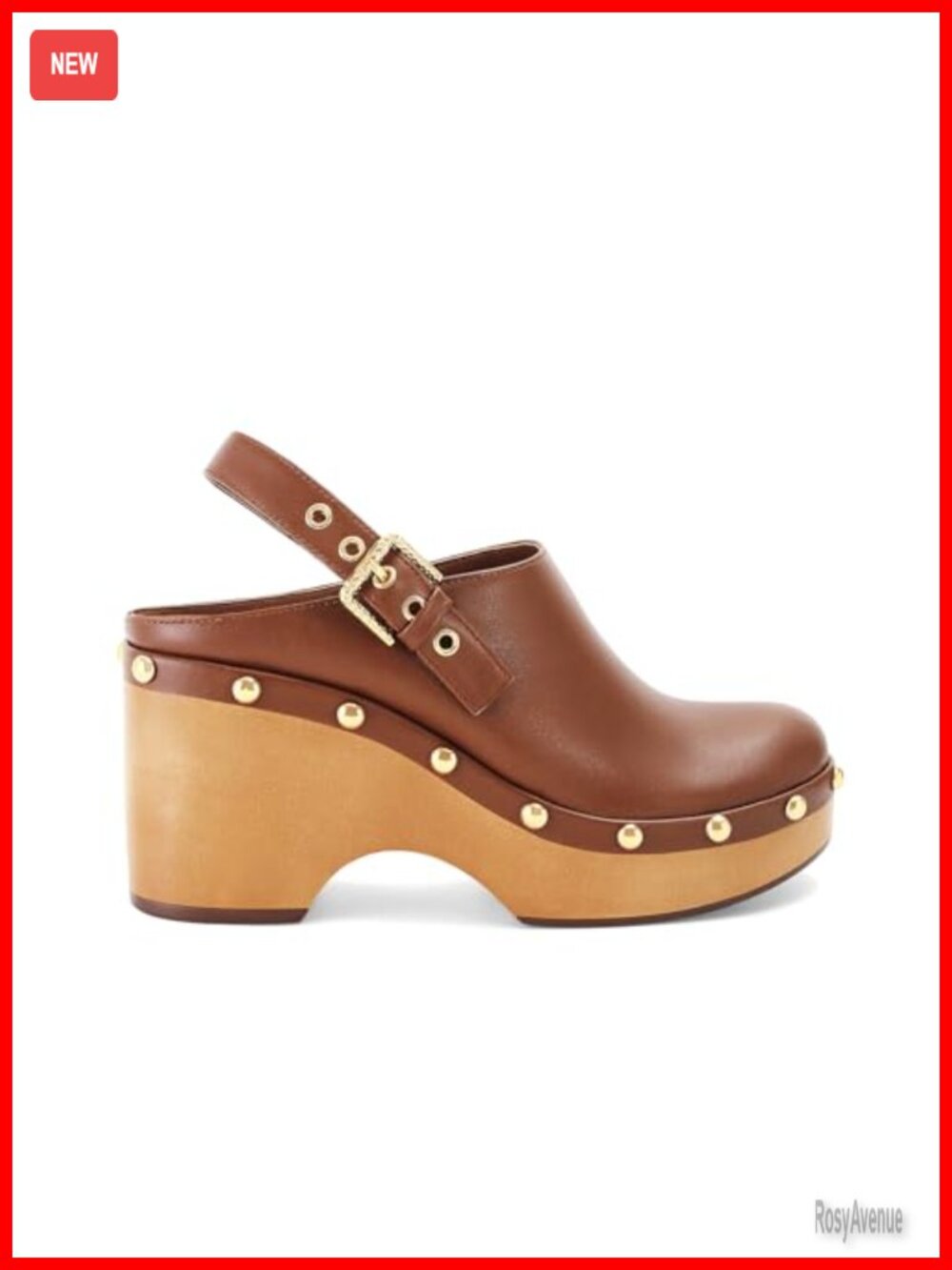 Faux Leather Studded Clogs Closed Toe Slip On Platform Mules Wedge Heel